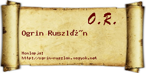 Ogrin Ruszlán névjegykártya